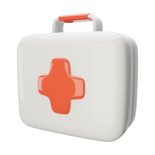 Icône 3d de sac de médecine blanche avec une croix rouge au centre