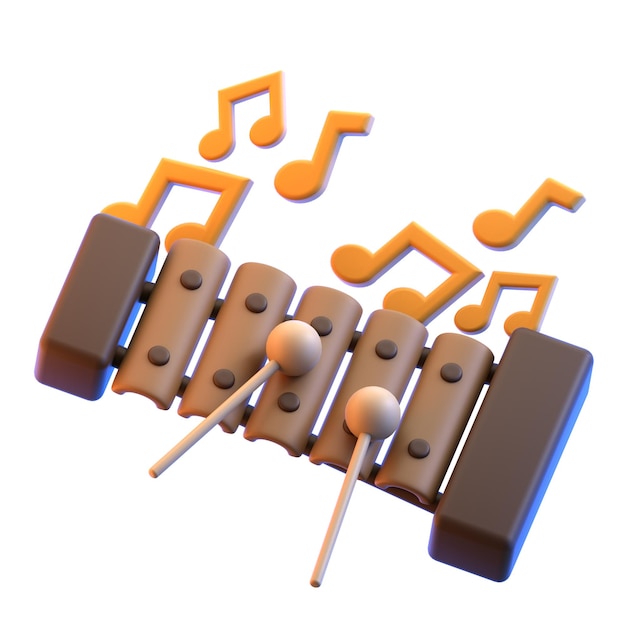 Icône 3d Xylophone illustration 3d élément 3d rendu éléments graphiques élément de conception