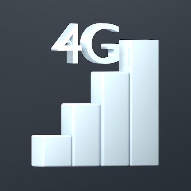 Icône 4G de signal poly faible de dessin animé 3d