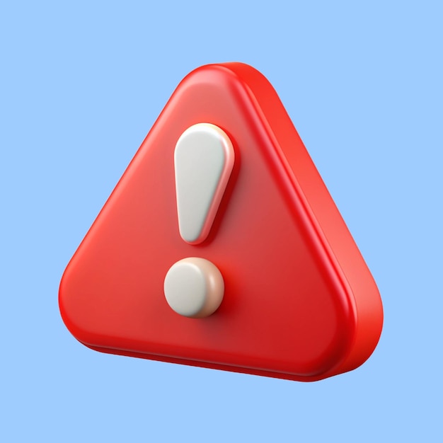 Icône d'alerte rouge en 3D