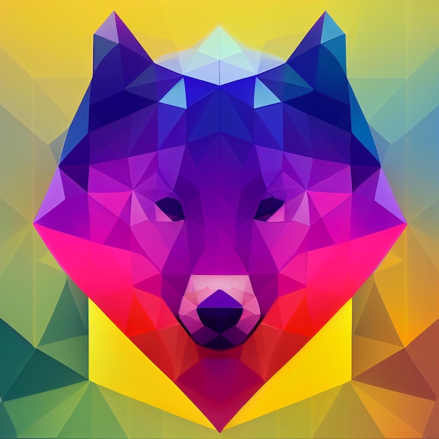 Photo icône de l'application abstraite lowpoly de carrés géométriques de ligne de loup
