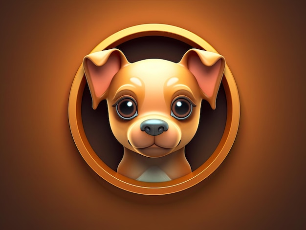 Photo icône d'application de chien de style 3d pour le logo de conception de jeu graphique ai générative