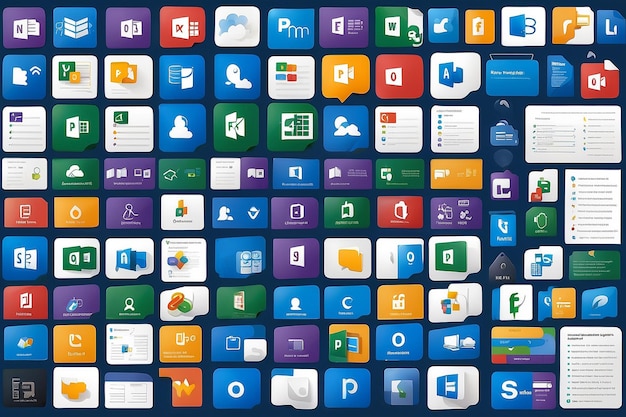 Photo l'icône de l'application de copilote de microsoft 365 est définie word excel powerpoint outlook teams onenote onedrive