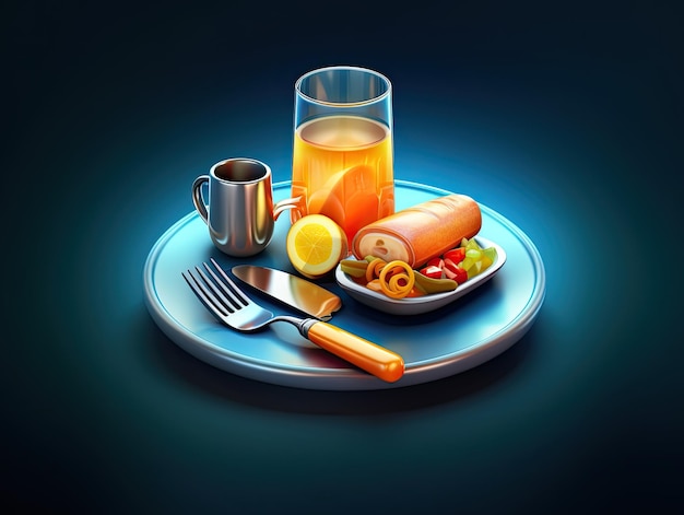 Icône d'application de restaurant de style 3d isolée sur fond coloré AI générative