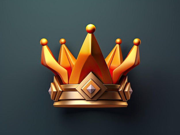 Icône d'application royale couronne de style 3d isolée sur fond coloré AI générative