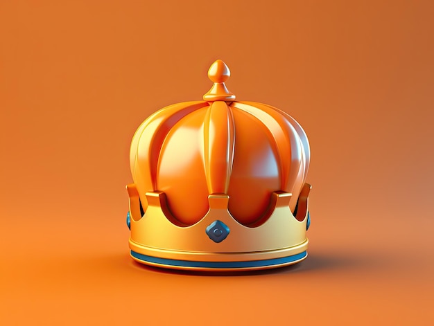 Icône d'application royale couronne de style 3d isolée sur fond coloré AI générative