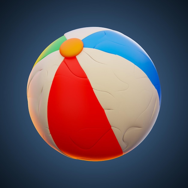 Icône de ballon de plage de vacances Premium rendu 3d sur fond isolé