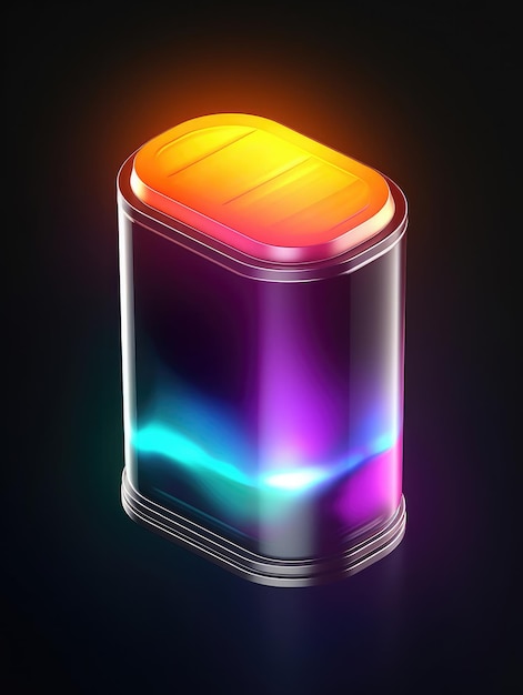 Une icône de batterie avec vue isométrique en verre translucide