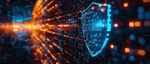 Icône de bouclier numérique sur un écran d'ordinateur symbolisant la sécurité et la protection sur Internet