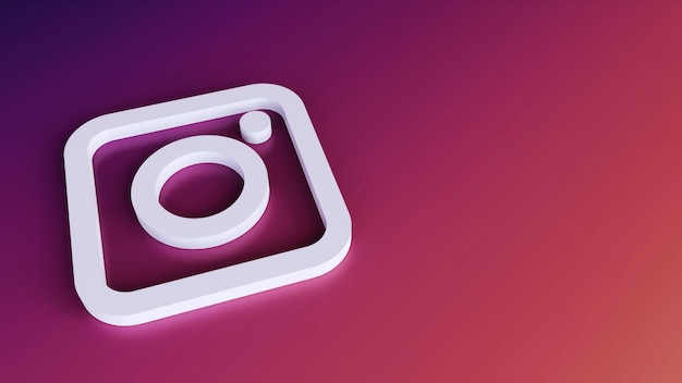 Icône de bouton logo Instagram 3d avec espace de copie. Rendu 3D