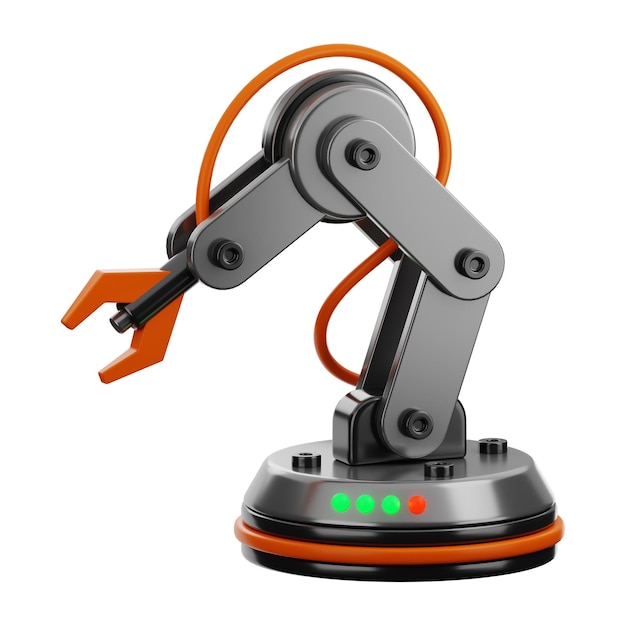 Icône de bras industriel de technologie robotique Premium rendu 3d sur fond isolé