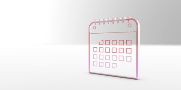 Icône de calendrier de contour en trois dimensions. Illustration 3D, rendu 3D.