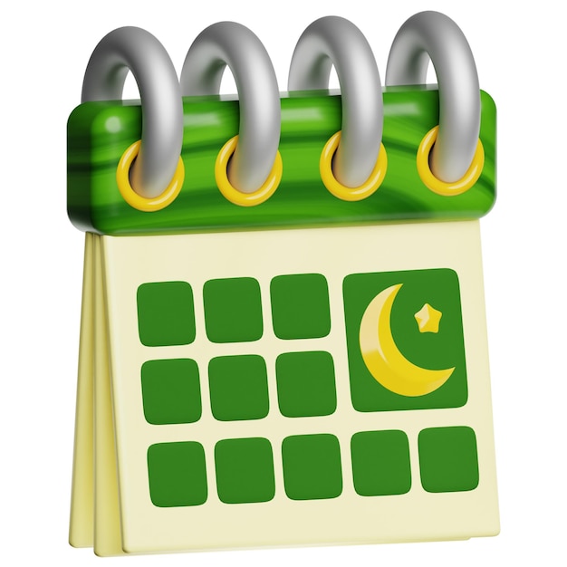 Icône de calendrier Ramadan 3D isolée