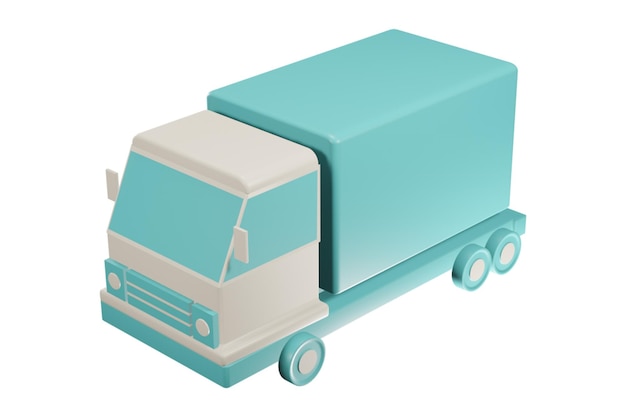 Icône de camion de livraison isométrique de rendu 3d dans l'illustration de style simple