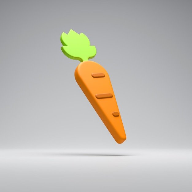 Icône de carotte sur fond gris rendu 3d