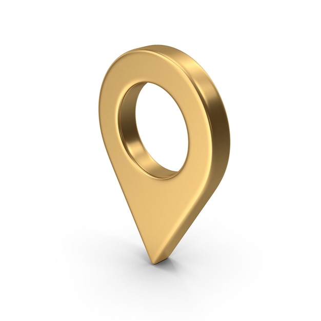 Icône de carte de localisation du pointeur de carte 3D Texture dorée Goupille de localisation dorée ou point de localisation Web de navigation