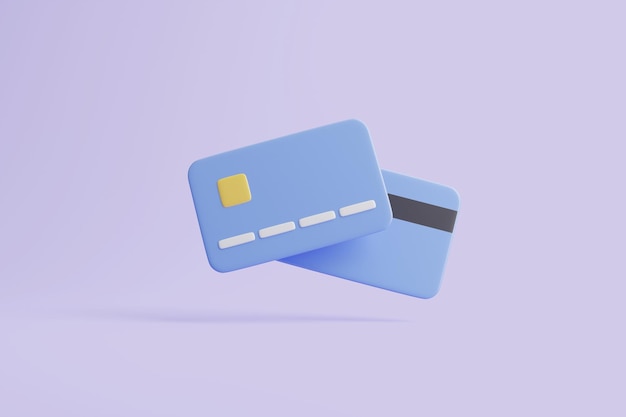 Icône de cartes de crédit sur fond pastel Concept d'affaires et de paiement en ligne Illustration de rendu 3D