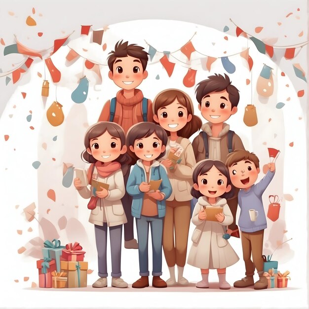 Icône de célébration du Nouvel An Illustration de fête familiale Graphiques de rassemblement festif Mer de vacances