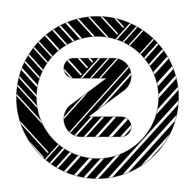 Photo icône de cercle z lignes diagonales noires et blanches