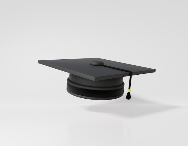 Icône de chapeau de graduation Concept d'apprentissage de l'enseignement supérieur. fond blanc isolé pour le modèle de page d'application de site Web de bannière. rendu 3d
