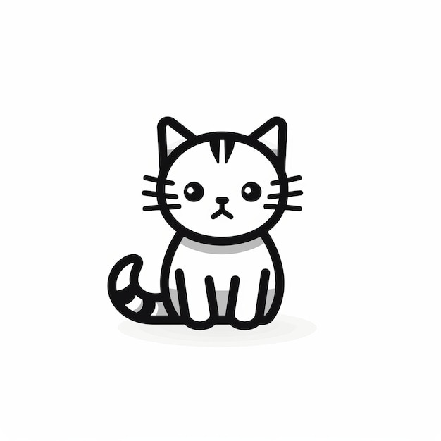 Icône de chat de dessin animé Doodle vectoriel Style de graphiste minimaliste