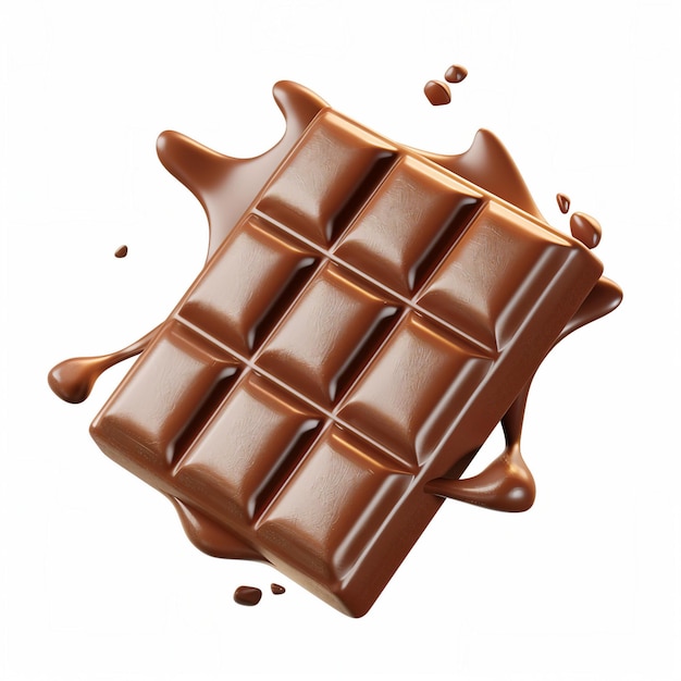 icône de chocolat mignonne rendu 3D d'arrière-plan blanc IA générative
