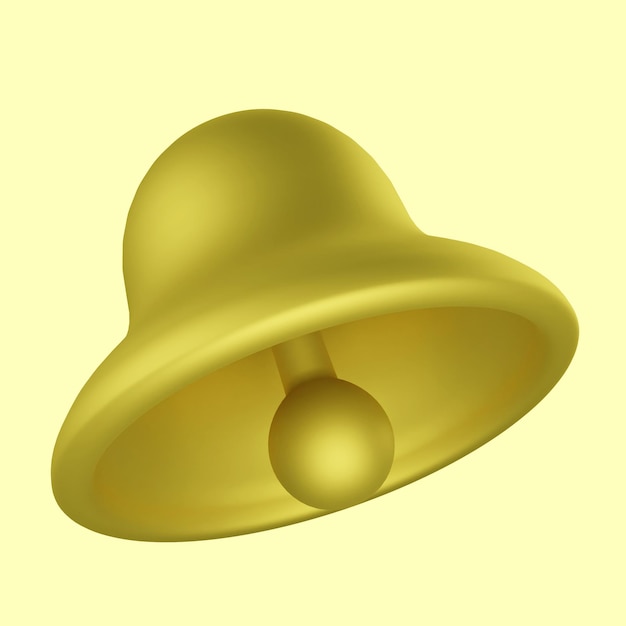 Icône de cloche de rendu 3D sur fond jaune