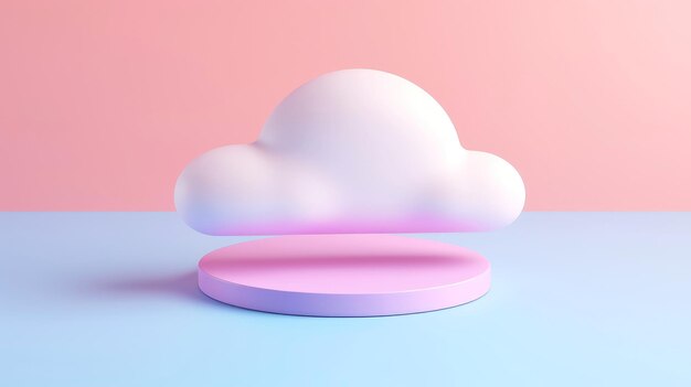 Icône de cloud 3D style minimal cloud computing service en ligne concept de sécurité de la technologie numérique