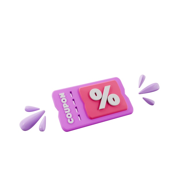 Photo icône de code de coupon rose 3d