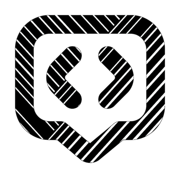 icône de code de message lignes diagonales blanches et noires