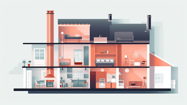 Une icône de concept d'isolation de la maison pour réduire ou prévenir l'IA générative