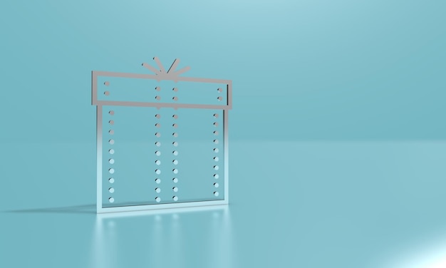 Icône de contour de boîte cadeau. Illustration 3D, rendu 3D.