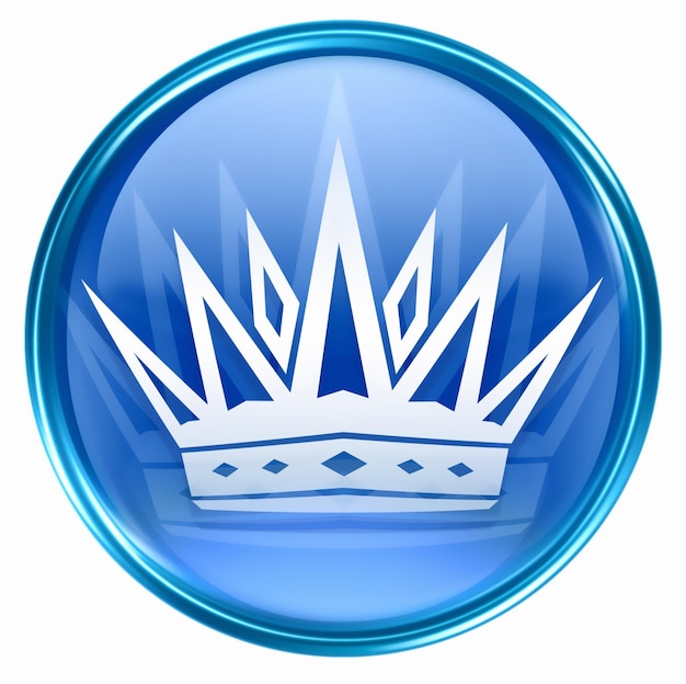 icône de couronne bleue isolée sur blanc