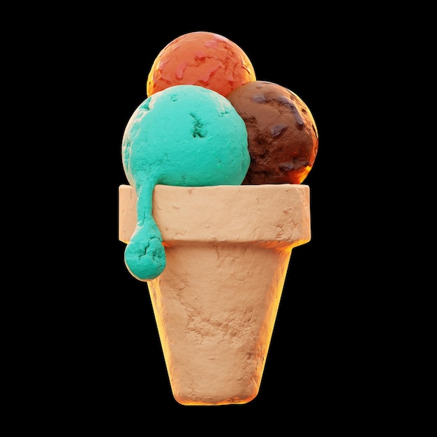 Icône de crème glacée de restauration rapide premium rendu 3d sur fond isolé