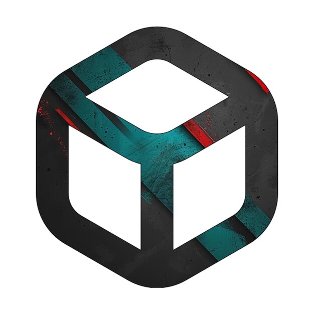 icône de cube diagonale noir vert rouge