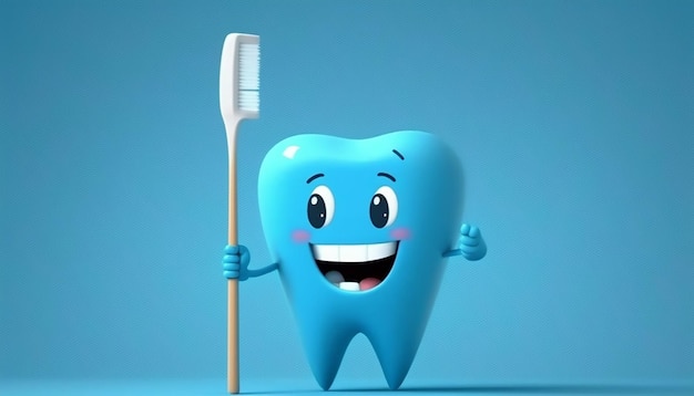 Icône de dent heureuse Personnages de dents mignons Se brosser les dents avec du dentifrice