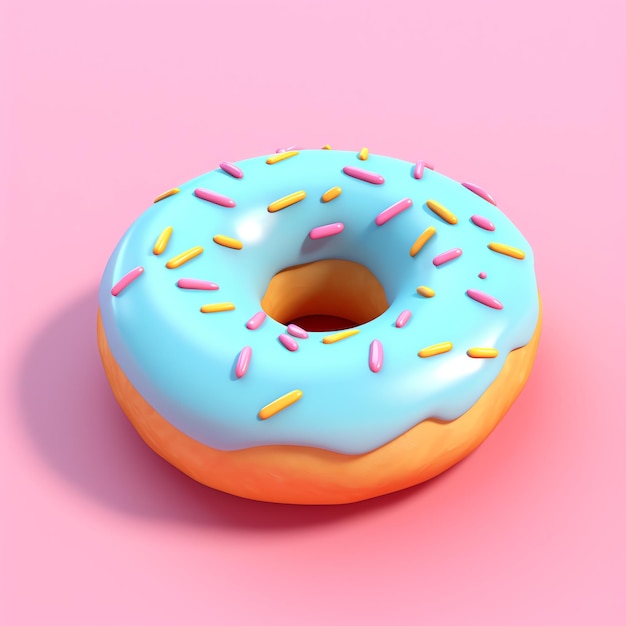 Photo icône de donut 3d avec un fond coloré