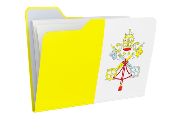Icône de dossier d'ordinateur avec rendu 3D du drapeau du Vatican