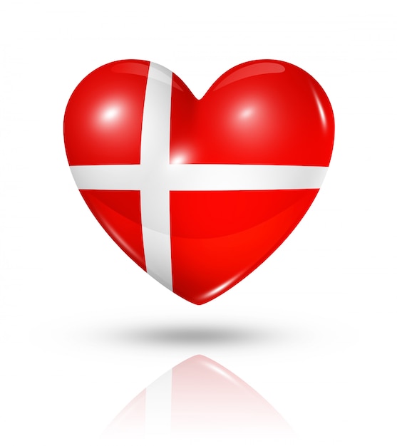 Icône de drapeau coeur Danemark amour