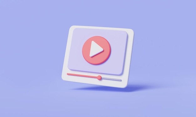 Icône du lecteur vidéo Diffusion en direct des médias sociaux dans le navigateur Lecteur multimédia de flux numérique en direct Vidéo en ligne dans les sites et service vidéo concept de média vidéo rendu 3d illustration dessin animé minimal