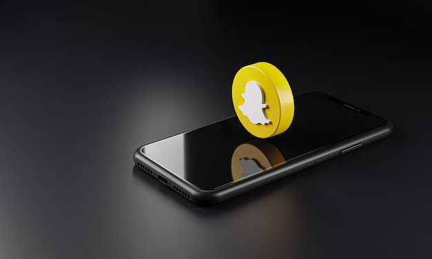 Icône du logo Snapchat sur Smartphone, rendu 3D