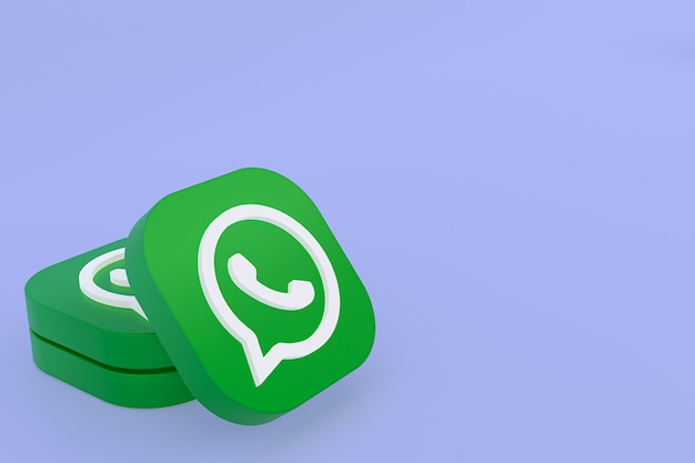 Icône du logo vert application Whatsapp rendu 3d sur fond violet