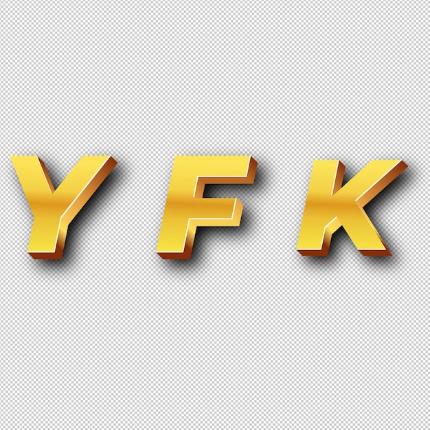 Icône du logo YFK en or à fond blanc isolé transparent