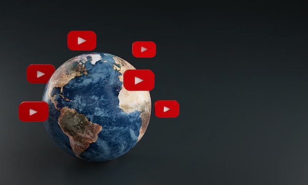 Icône Du Logo Youtube Autour De La Terre. Concept D'application Populaire.