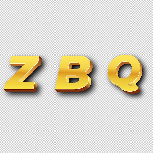 Photo icône du logo zbq en or à fond blanc isolé transparent