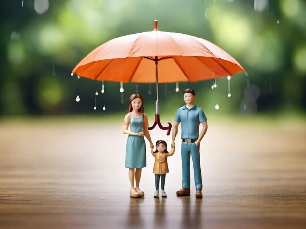 l'icône du parapluie et le modèle de la famille la protection de la sécurité et l'assurance maladie le concept de foyer familial