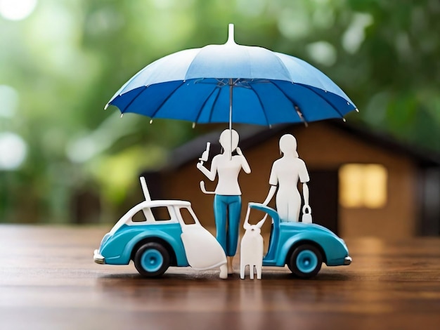 l'icône du parapluie et le modèle de la famille la protection de la sécurité et l'assurance maladie le concept de foyer familial