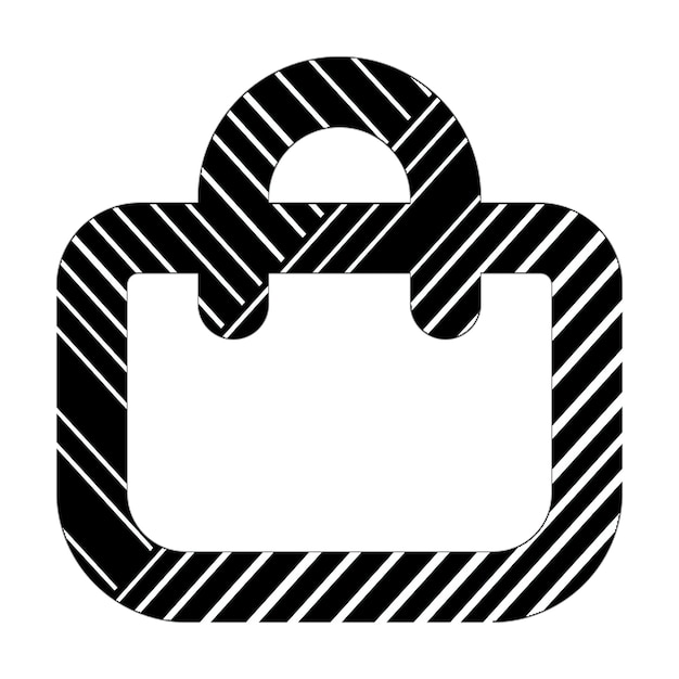 icône du sac à shopping lignes diagonales blanches et noires