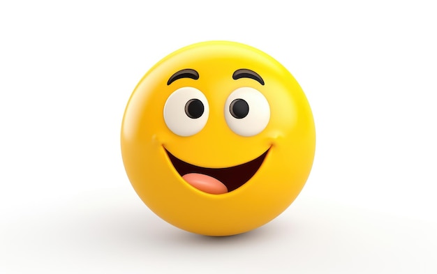 Icône Emoji jaune souriant, expression faciale, dessin animé 3D isolé sur fond blanc