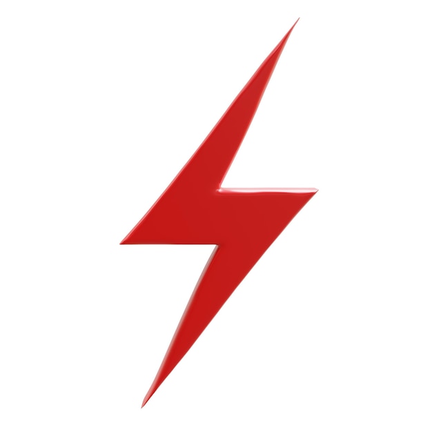 Icône d'énergie du tonnerre couleur rouge isolée sur blanc